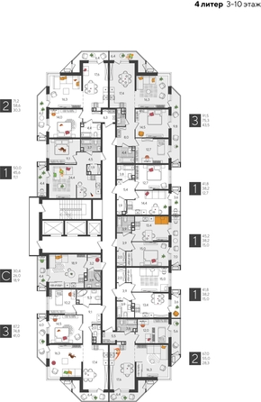 
  Продается 1-комн. квартира, 41.8 м², ЖК Рекорд 2, литера 4
. Фото 2.
