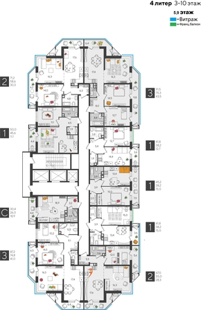 
  Продается 1-комн. квартира, 41.8 м², ЖК Рекорд 2, литера 4
. Фото 2.