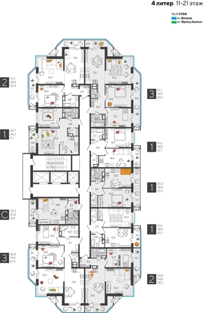 
  Продается 1-комн. квартира, 49.7 м², ЖК Рекорд 2, литера 4
. Фото 2.