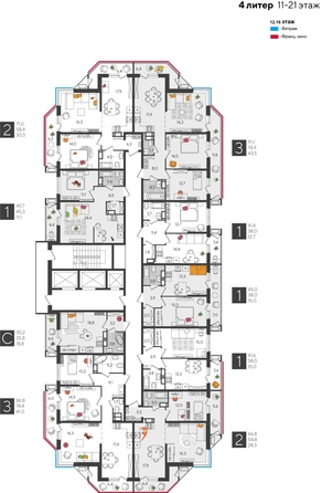 
  Продается 1-комн. квартира, 45 м², ЖК Рекорд 2, литера 4
. Фото 2.