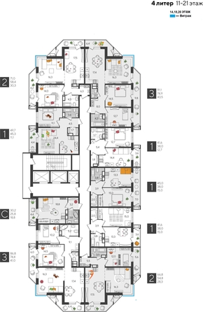 
  Продается 1-комн. квартира, 41.6 м², ЖК Рекорд 2, литера 4
. Фото 2.