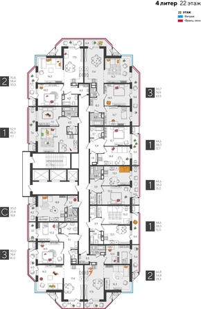 
  Продается 1-комн. квартира, 44.6 м², ЖК Рекорд 2, литера 4
. Фото 2.