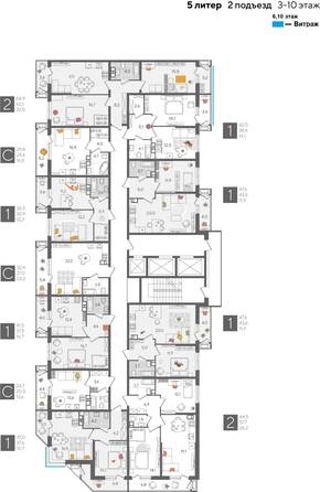 
  Продается 1-комн. квартира, 36.5 м², ЖК Рекорд 2, литера 5
. Фото 2.
