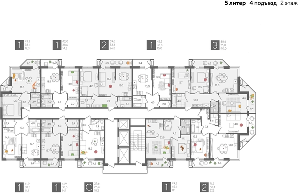 
  Продается 1-комн. квартира, 49.3 м², ЖК Рекорд 2, литера 5
. Фото 2.