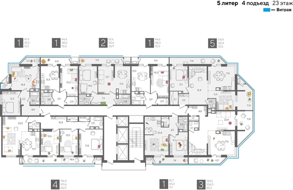 
  Продается 2-комн. квартира, 61.6 м², ЖК Рекорд 2, литера 5
. Фото 2.