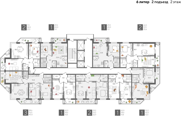 
  Продается 3-комн. квартира, 88.6 м², ЖК Рекорд 2, литера 6
. Фото 2.