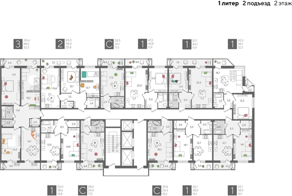 
  Продается студия, 28.4 м², ЖК Рекорд 2, литера 1
. Фото 2.