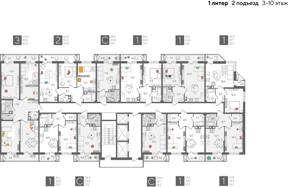 
  Продается студия, 29.5 м², ЖК Рекорд 2, литера 1
. Фото 2.