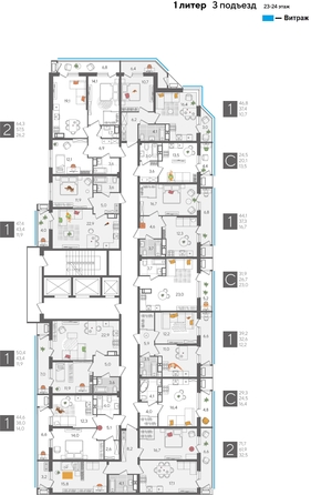 
  Продается 2-комн. квартира, 71.7 м², ЖК Рекорд 2, литера 1
. Фото 2.