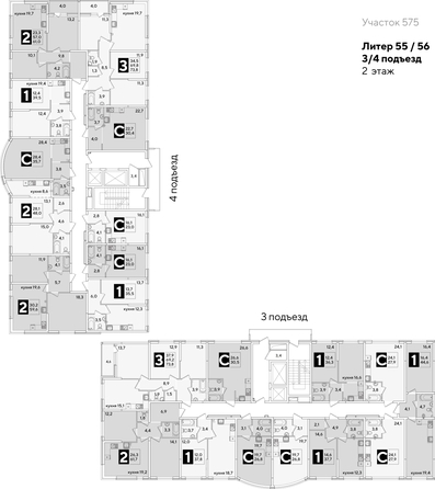 
  Продается 2-комн. квартира 61.7 м², в ЖК Самолет, литера 55. Фото 2.