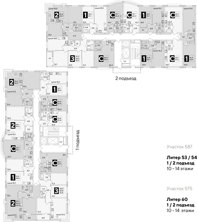 
  Продается 2-комн. квартира, 60.8 м², ЖК Самолет, литера 53
. Фото 2.