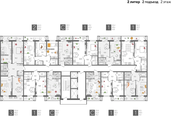 
  Продается 1-комн. квартира, 42.1 м², ЖК Рекорд 2, литера 2
. Фото 2.