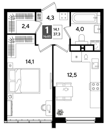 
  Продается 1-комн. квартира, 37.3 м², ЖК DOGMA PARK (Догма парк), литера 16
. Фото 1.