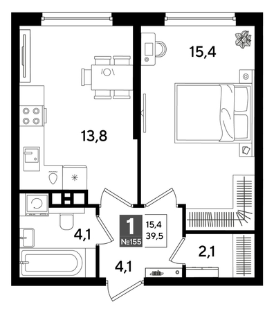 
  Продается 1-комн. квартира, 39.5 м², ЖК DOGMA PARK (Догма парк), литера 16
. Фото 1.