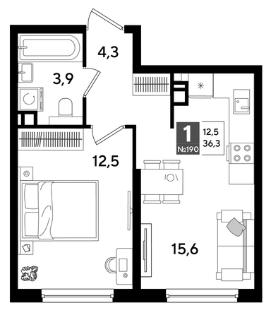 
  Продается 1-комн. квартира, 36.3 м², ЖК DOGMA PARK (Догма парк), литера 16
. Фото 1.