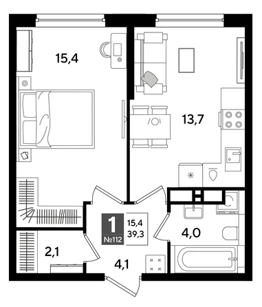 
  Продается 1-комн. квартира 38.7 м², в ЖК ДОГМА ПАРК, лит 20. Фото 1.