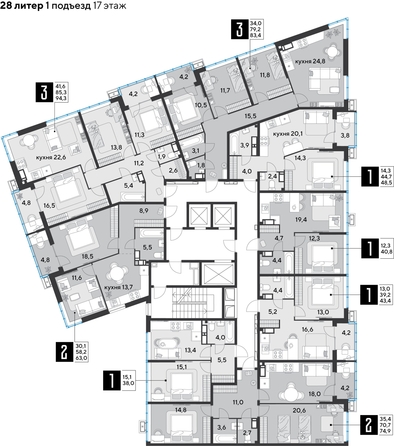 
  Продается 2-комн. квартира, 63 м², ЖК Парк Победы 2, литера 28
. Фото 2.
