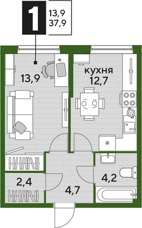 
  Продается 1-комн. квартира, 37.5 м², ЖК DOGMA PARK (Догма парк), литера 3
. Фото 1.