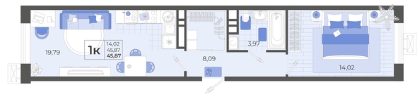 
  Продается 1-комн. квартира 45.5 м², в ЖК Высочество, литера 2. Фото 4.