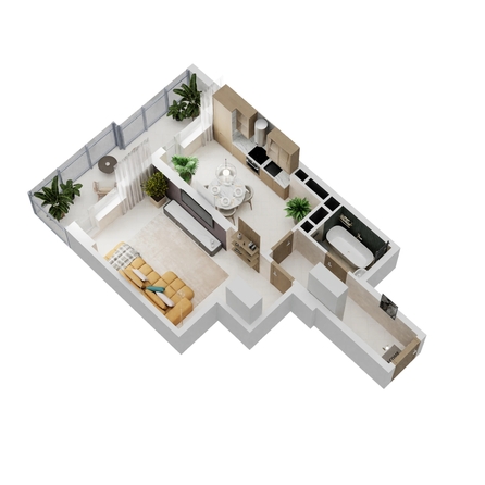 
  Продается 1-комн. квартира 42.93 м², в ЖК Золотой Берег, литер 4. Фото 1.