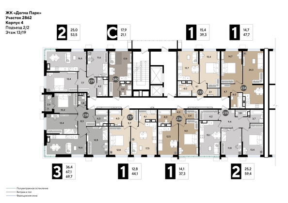 
  Продается 3-комн. квартира 68.3 м², в ЖК ДОГМА ПАРК, лит 20. Фото 3.