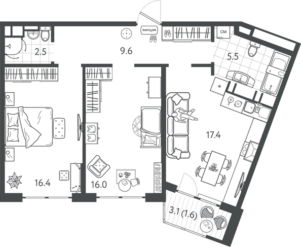 
  Продается 2-комн. квартира 68.25 м², в ЖК Все Свои ВИП, литер 7. Фото 1.