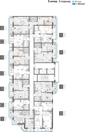 
  Продается 1-комн. квартира 50.4 м², в ЖК Рекорд 2, литера 5. Фото 2.