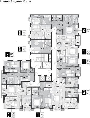 
  Продается 2-комн. квартира 64.2 м², в ЖК Парк Победы 2, литера 21. Фото 2.