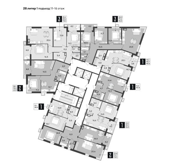 
  Продается 2-комн. квартира 74.9 м², в ЖК Парк Победы 2, литера 28. Фото 2.
