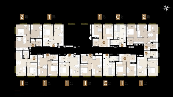 
  Продается 2-комн. квартира 46 м², в ЖК ГРЕЙД, литер 14. Фото 2.