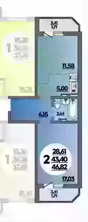 
  Продается 1-комн. квартира 47.62 м², в ЖК Восточный, литера 37. Фото 1.