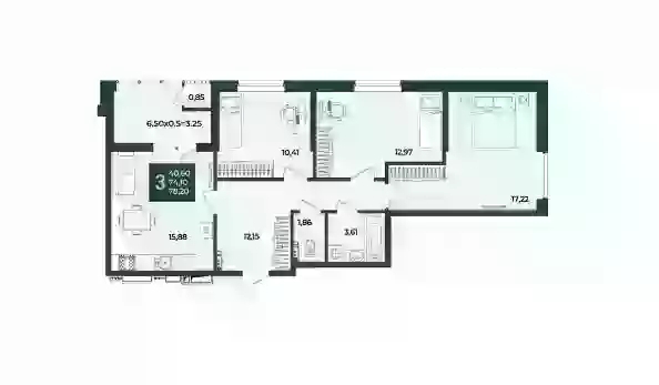 
  Продается 3-комн. квартира 78.2 м², в ЖК Образцово, дом 12. Фото 1.