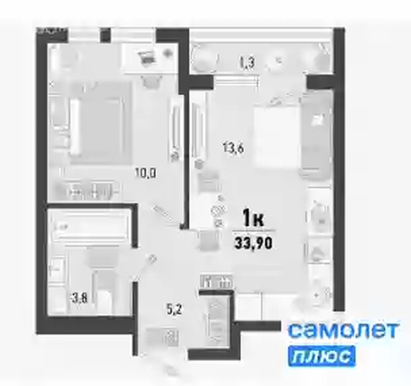 
  Продается 1-комн. квартира 33.8 м², в ЖК Барса, 3В литер. Фото 11.