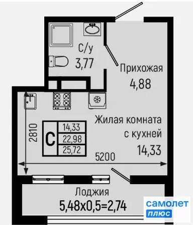 
  Продается студия 25.7 м², в ЖК Ботаника Хилс, лит 3. Фото 10.
