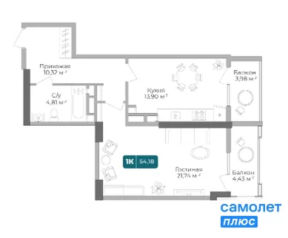 
  Продается 1-комн. квартира 54.18 м², в ЖК Золотой Берег, литер 1. Фото 16.