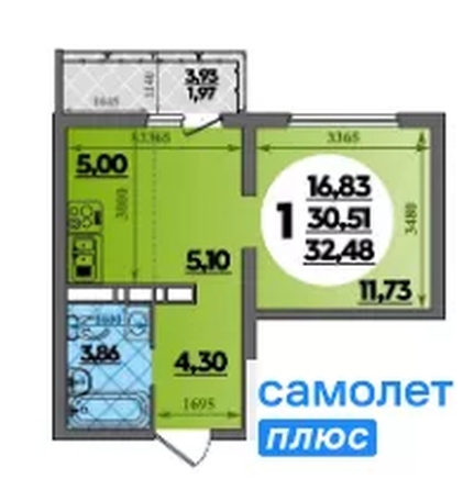 
  Продается 1-комн. квартира 32 м², в ЖК Город у моря, литера 19. Фото 10.
