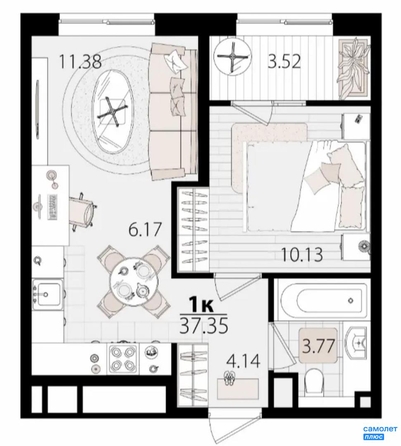 
  Продается 1-комн. квартира 37.4 м², в ЖК Патрики, литер 1.1. Фото 16.