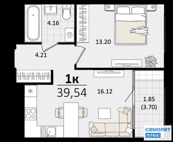 
  Продается 1-комн. квартира 39.5 м², в ЖК Патрики, литер 1.1. Фото 16.