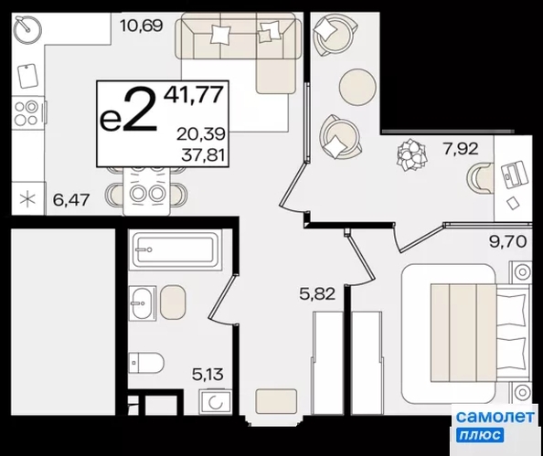 
  Продается 1-комн. квартира 41.77 м², в ЖК Патрики, литер 1.1. Фото 16.