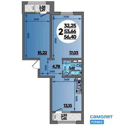 
  Продается 2-комн. квартира 56.4 м², в . Фото 8.