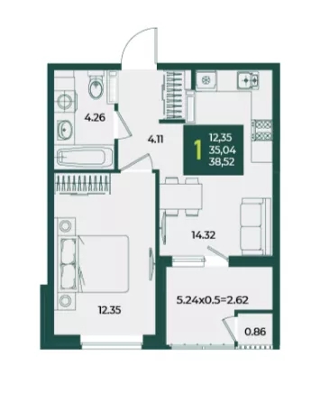 
  Продается 1-комн. квартира 38.55 м², в МКР Образцово, дом 5. Фото 1.