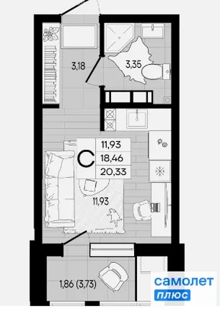 
  Продается студия 20.3 м², в ЖК Форма, литер 1. Фото 7.