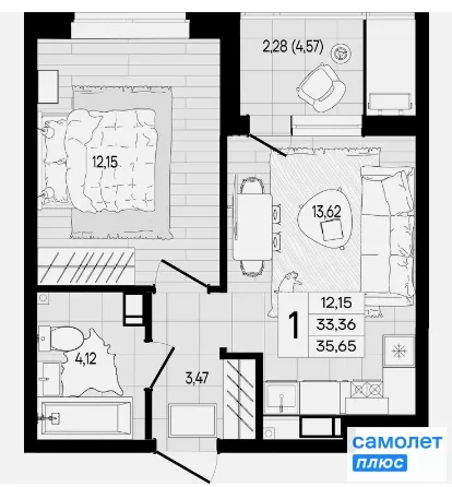
  Продается 1-комн. квартира 35.7 м², в ЖК Форма, литер 1. Фото 7.