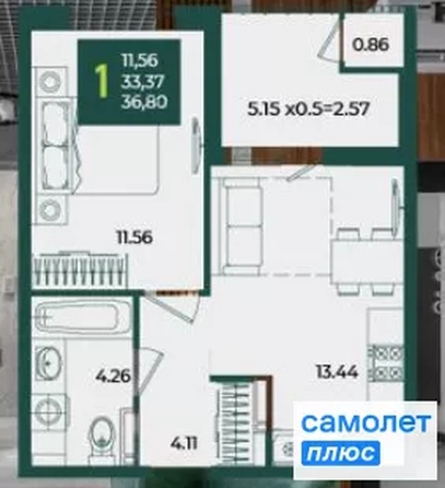 
  Продается 1-комн. квартира 36.8 м², в МКР Образцово, дом 4. Фото 11.
