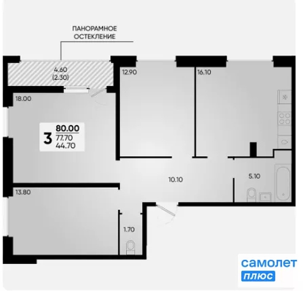 
  Продается 3-комн. квартира 80 м², в ЖК Архитектор, литера 4.2. Фото 19.