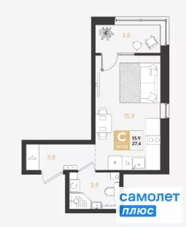 
  Продается студия 27.4 м², в ЖК РИДЗ, литер 5. Фото 12.