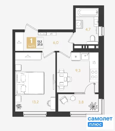
  Продается 1-комн. квартира 37 м², в ЖК РИДЗ, литер 5. Фото 12.