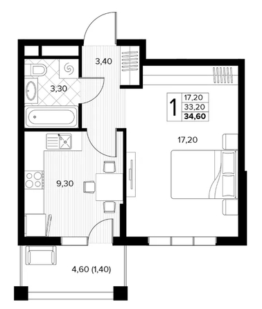 
  Продается 1-комн. квартира 34.6 м², в ЖК Кипарис, 6 литер. Фото 1.