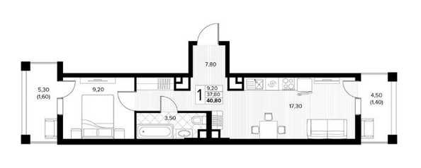 
  Продается 1-комн. квартира 40.8 м², в ЖК Кипарис, литер 6. Фото 3.