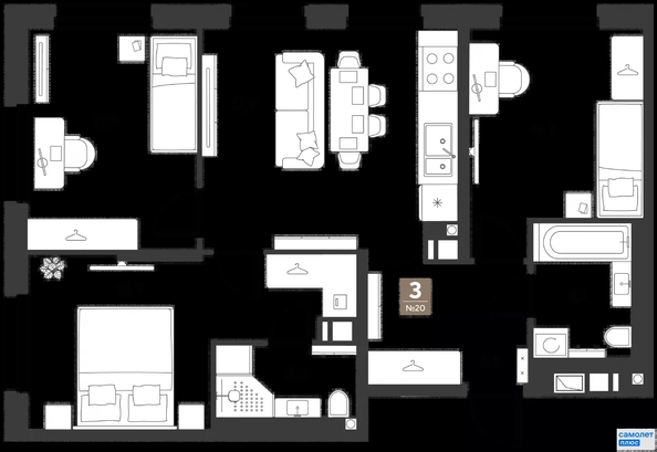 
  Продается 3-комн. квартира 68.2 м², в ЖК ГРЕЙД, литер 13. Фото 19.